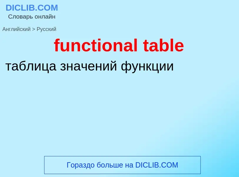 Как переводится functional table на Русский язык