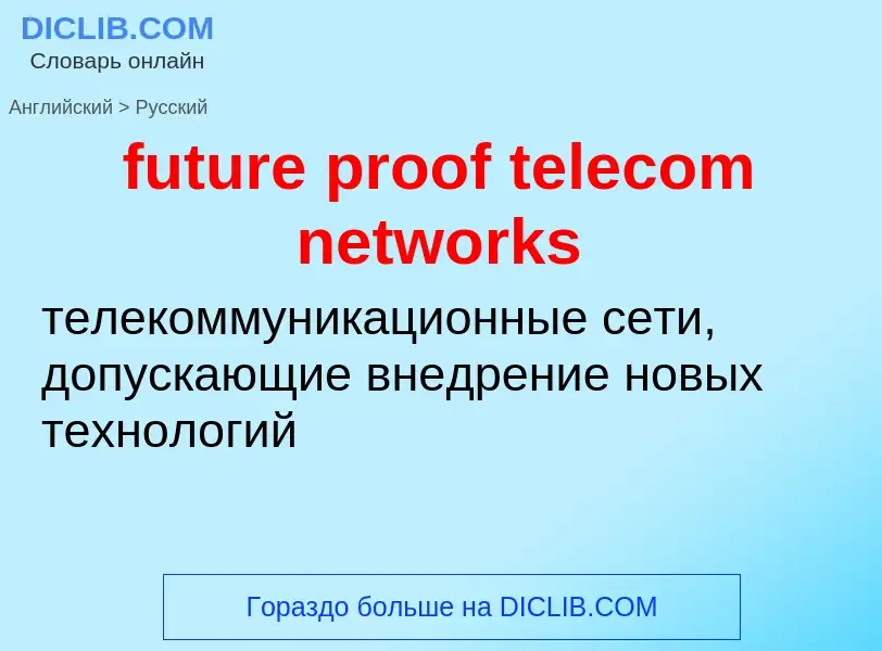 Vertaling van &#39future proof telecom networks&#39 naar Russisch