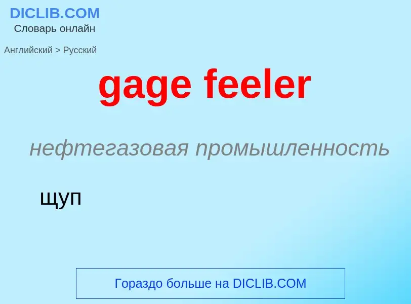 Как переводится gage feeler на Русский язык