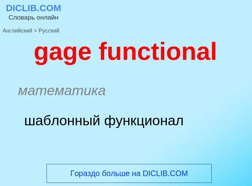 Как переводится gage functional на Русский язык