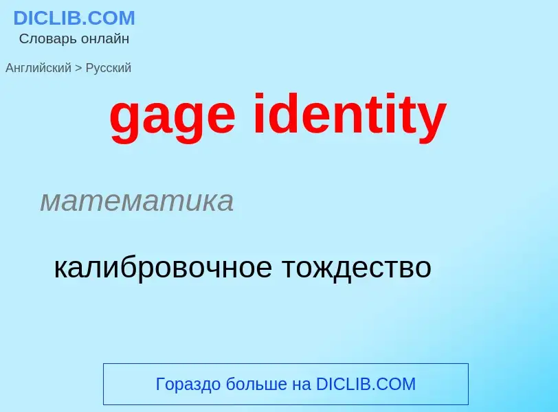 Как переводится gage identity на Русский язык