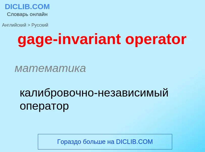 Как переводится gage-invariant operator на Русский язык