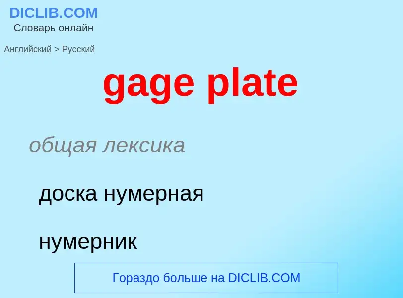 Как переводится gage plate на Русский язык