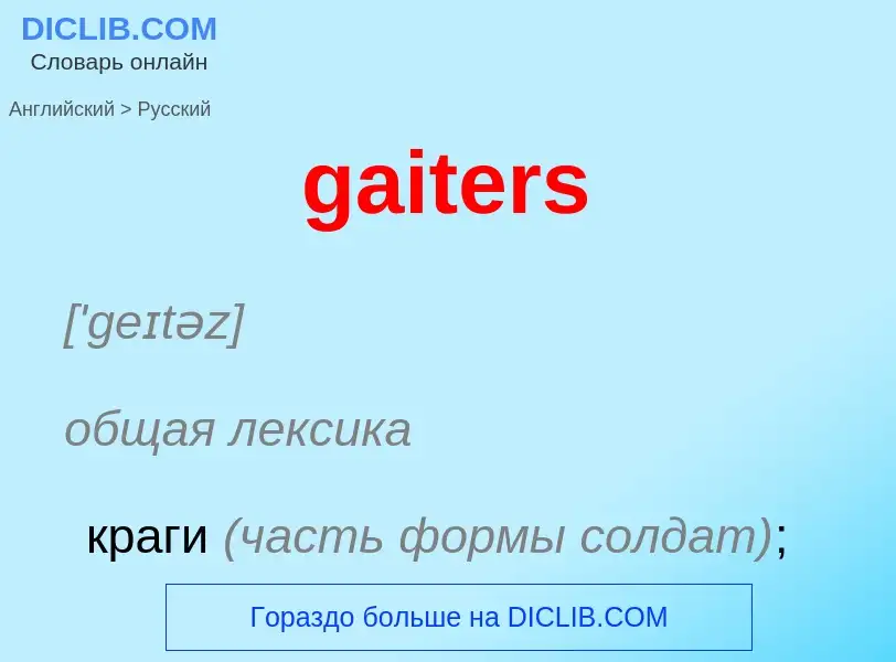 Как переводится gaiters на Русский язык