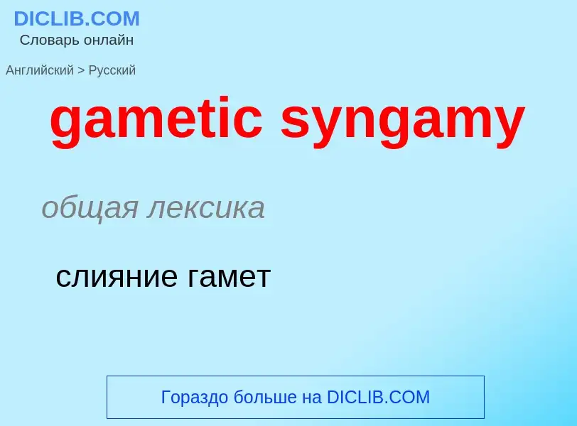 Übersetzung von &#39gametic syngamy&#39 in Russisch