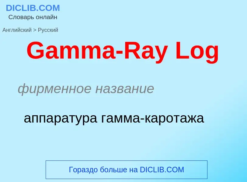 Как переводится Gamma-Ray Log на Русский язык