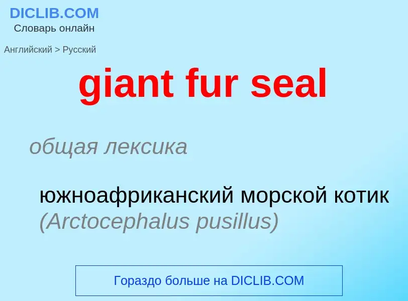 Как переводится giant fur seal на Русский язык