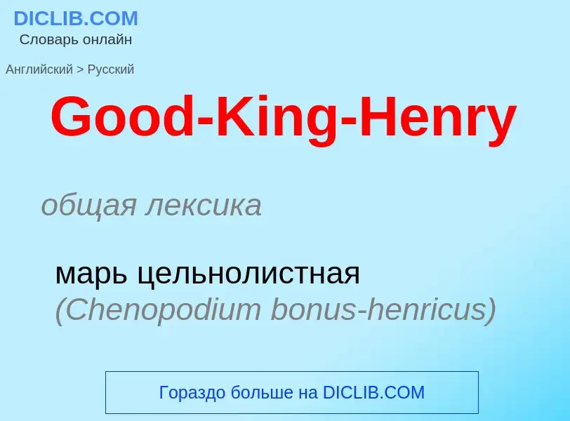 Как переводится Good-King-Henry на Русский язык