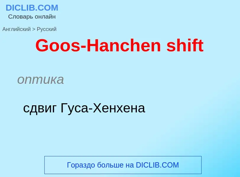 Как переводится Goos-Hanchen shift на Русский язык