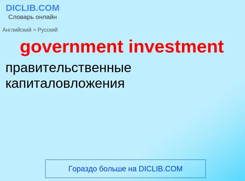 Как переводится government investment на Русский язык