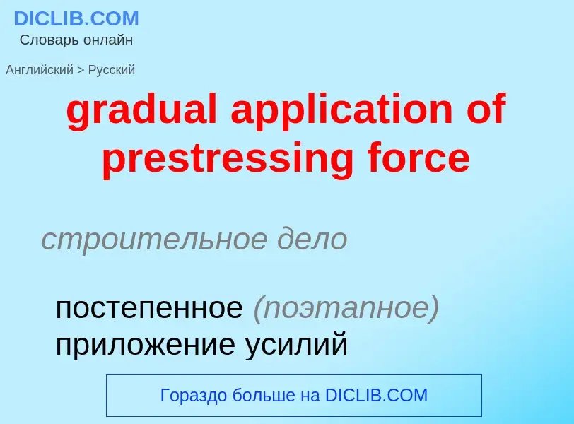 Как переводится gradual application of prestressing force на Русский язык