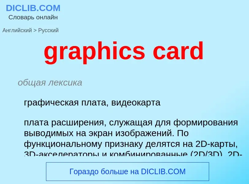 Как переводится graphics card на Русский язык