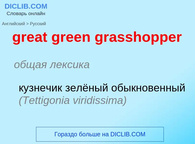 Как переводится great green grasshopper на Русский язык