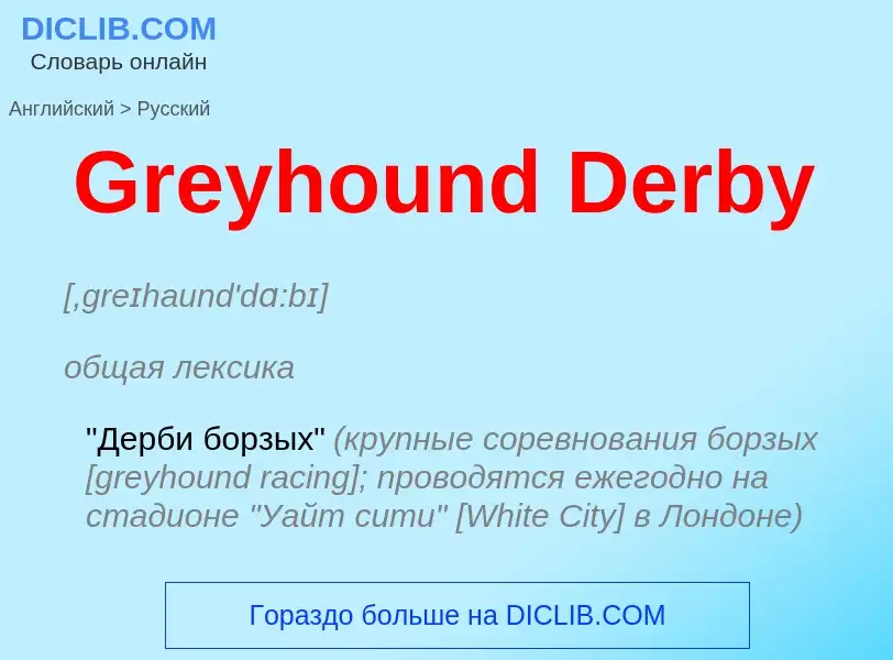 Как переводится Greyhound Derby на Русский язык