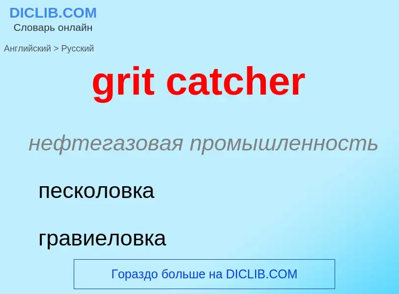 Как переводится grit catcher на Русский язык