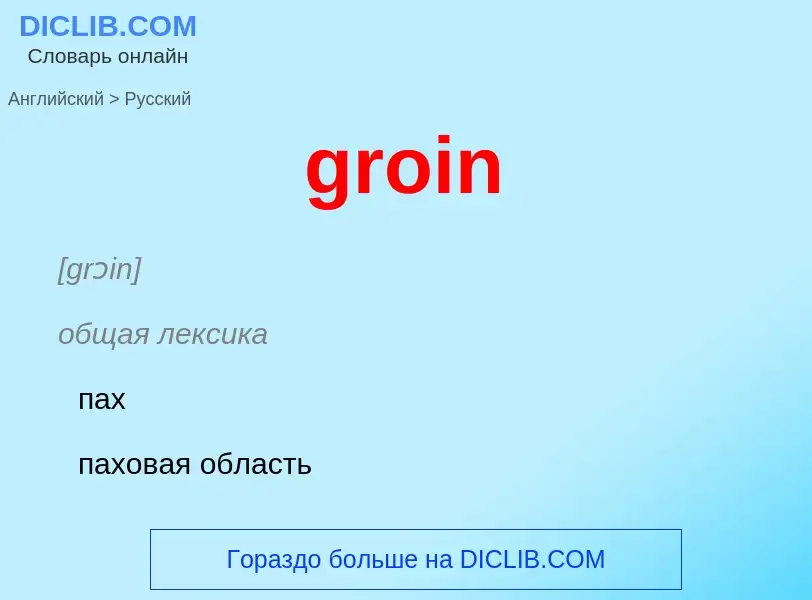 Como se diz groin em Russo? Tradução de &#39groin&#39 em Russo