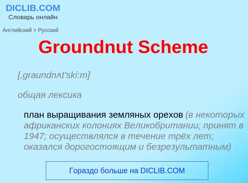 Μετάφραση του &#39Groundnut Scheme&#39 σε Ρωσικά