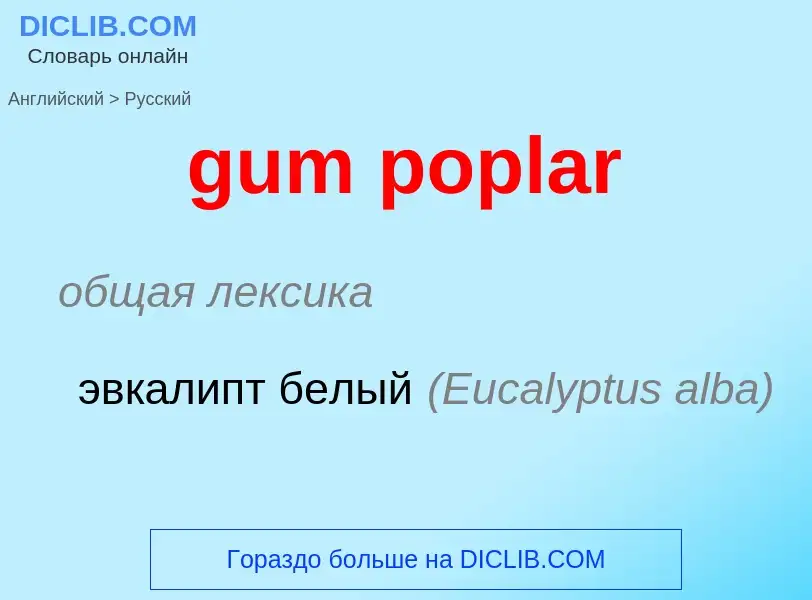 Como se diz gum poplar em Russo? Tradução de &#39gum poplar&#39 em Russo