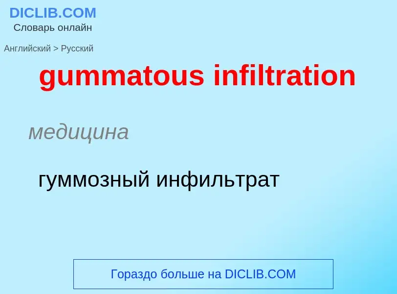 Como se diz gummatous infiltration em Russo? Tradução de &#39gummatous infiltration&#39 em Russo