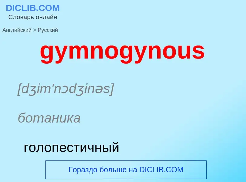 Как переводится gymnogynous на Русский язык