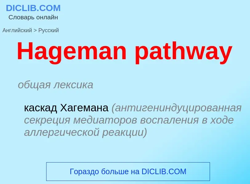 Как переводится Hageman pathway на Русский язык