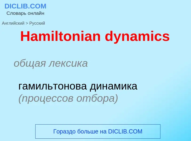 Как переводится Hamiltonian dynamics на Русский язык