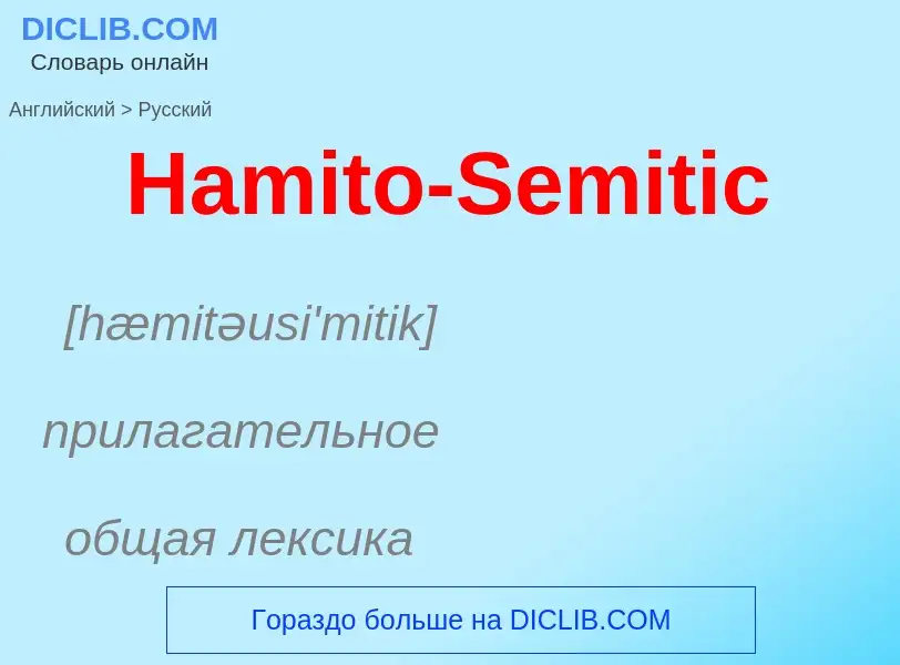 Как переводится Hamito-Semitic на Русский язык