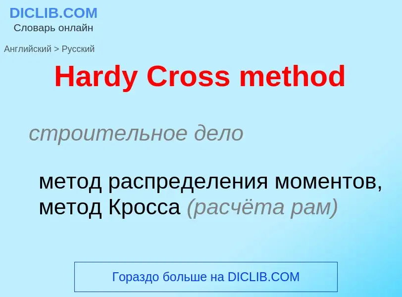 What is the الروسية for Hardy Cross method? Translation of &#39Hardy Cross method&#39 to الروسية