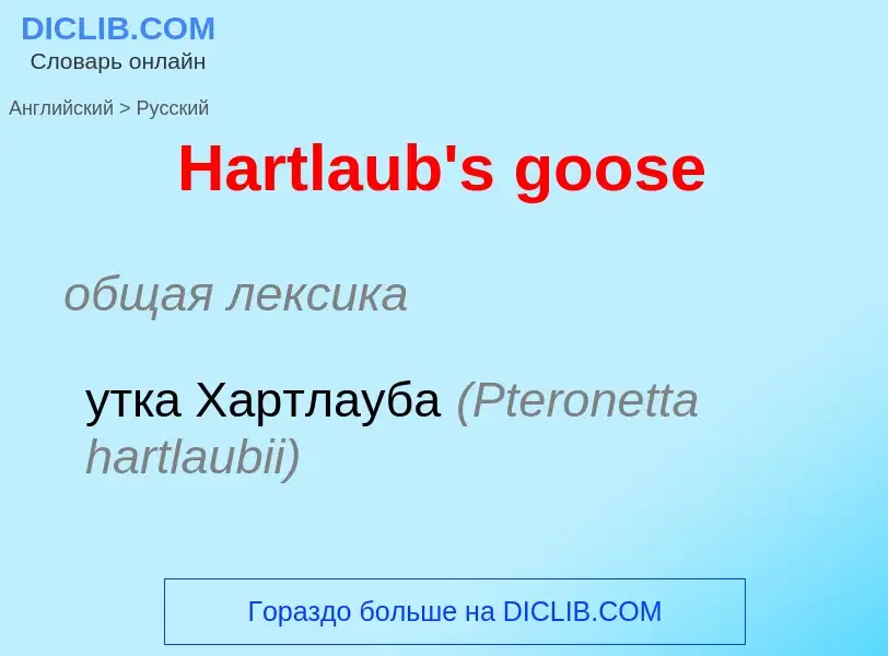 ¿Cómo se dice Hartlaub's goose en Ruso? Traducción de &#39Hartlaub's goose&#39 al Ruso