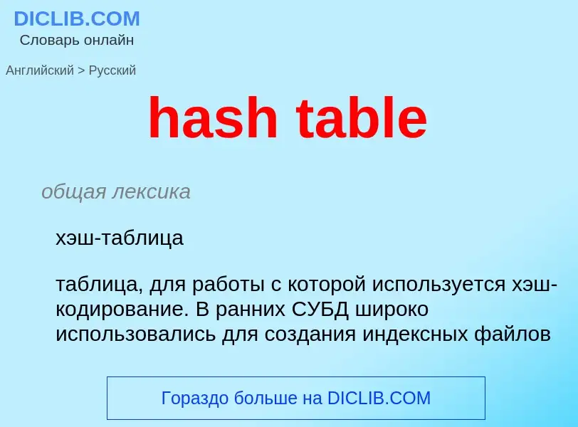 Como se diz hash table em Russo? Tradução de &#39hash table&#39 em Russo