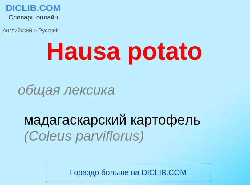 Как переводится Hausa potato на Русский язык