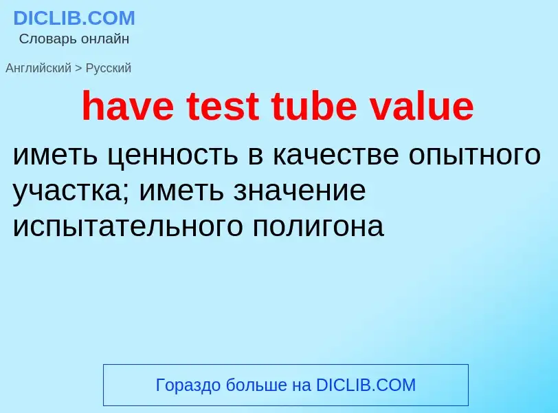 Как переводится have test tube value на Русский язык