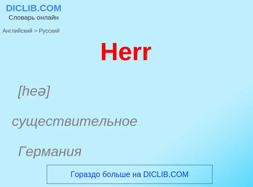 Как переводится Herr на Русский язык