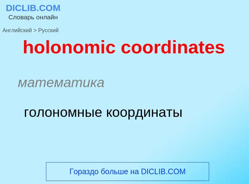 Как переводится holonomic coordinates на Русский язык