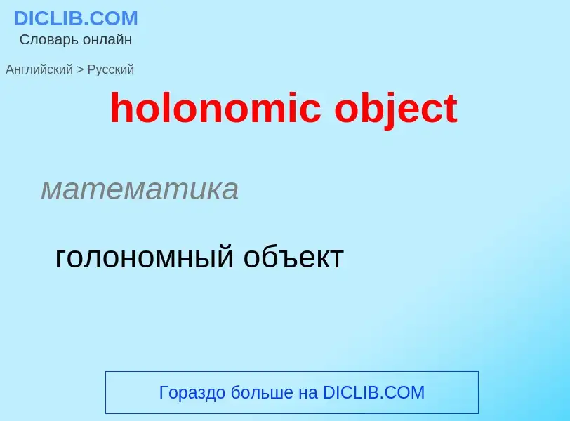 Как переводится holonomic object на Русский язык