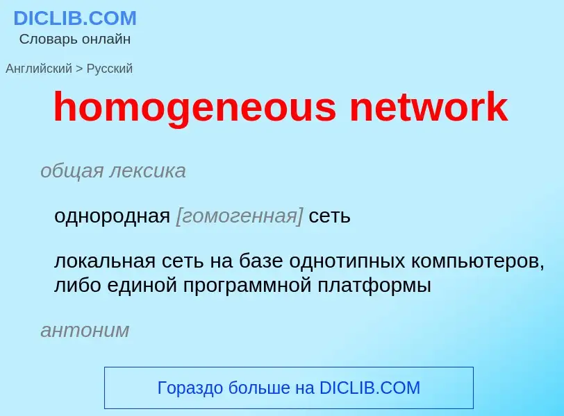 Como se diz homogeneous network em Russo? Tradução de &#39homogeneous network&#39 em Russo