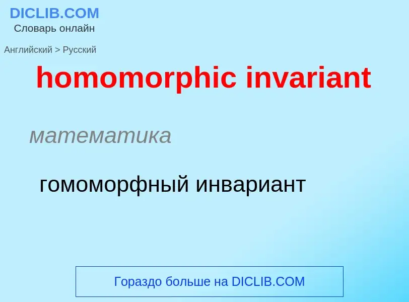 Как переводится homomorphic invariant на Русский язык