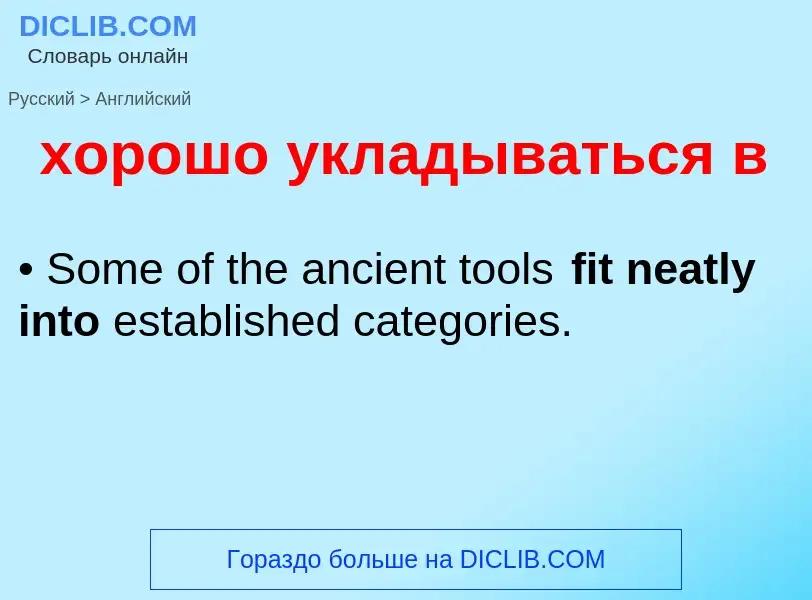 ¿Cómo se dice хорошо укладываться в en Inglés? Traducción de &#39хорошо укладываться в&#39 al Inglés