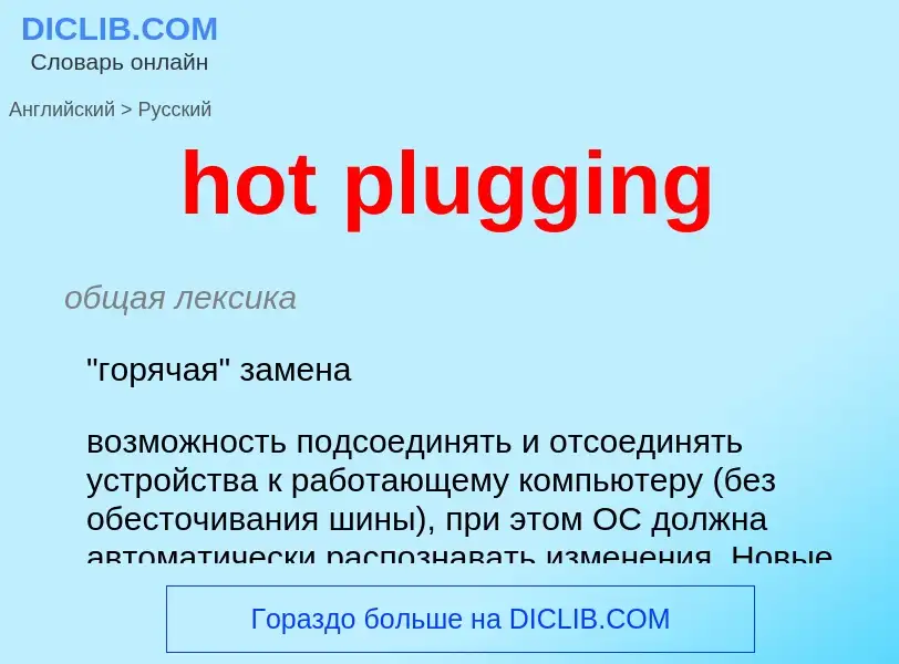 What is the Russian for hot plugging? Translation of &#39hot plugging&#39 to Russian