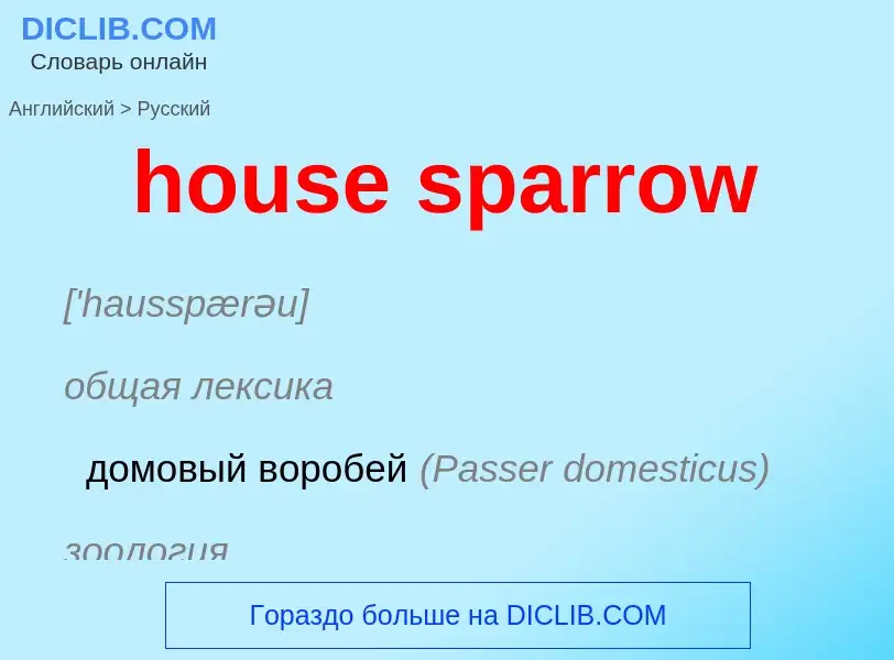 ¿Cómo se dice house sparrow en Ruso? Traducción de &#39house sparrow&#39 al Ruso