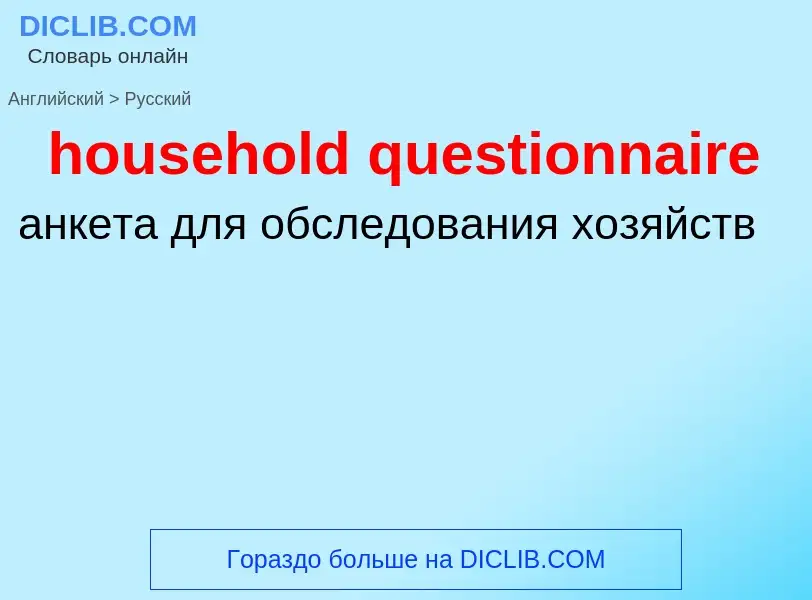 Как переводится household questionnaire на Русский язык