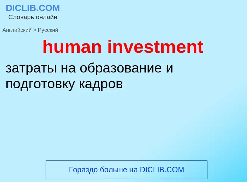 Как переводится human investment на Русский язык