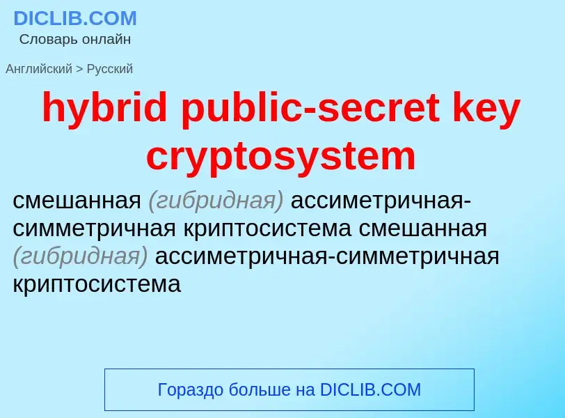 Как переводится hybrid public-secret key cryptosystem на Русский язык