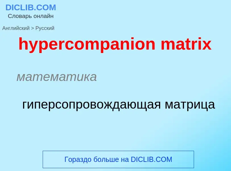 Übersetzung von &#39hypercompanion matrix&#39 in Russisch