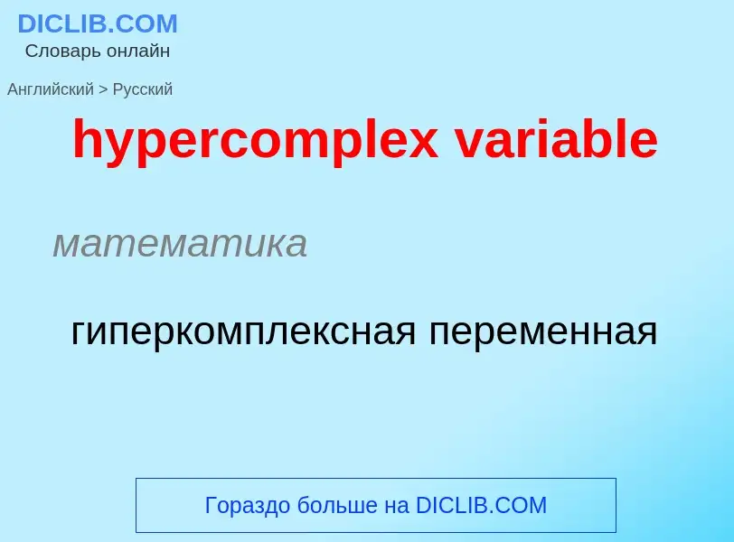 Übersetzung von &#39hypercomplex variable&#39 in Russisch