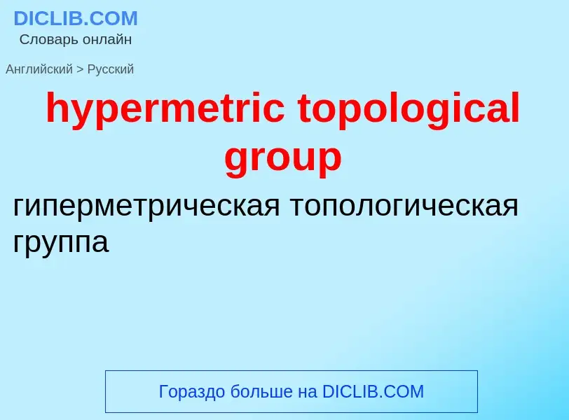 Как переводится hypermetric topological group на Русский язык