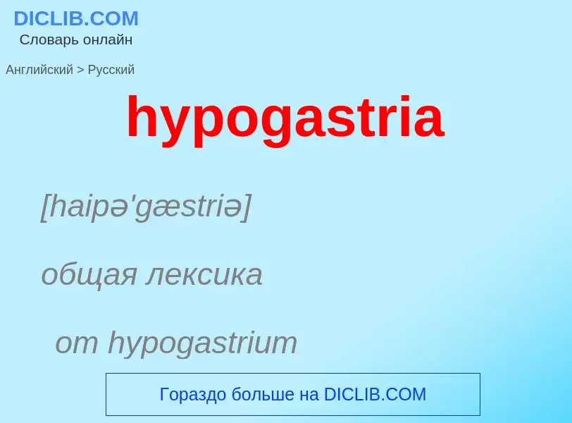 Übersetzung von &#39hypogastria&#39 in Russisch