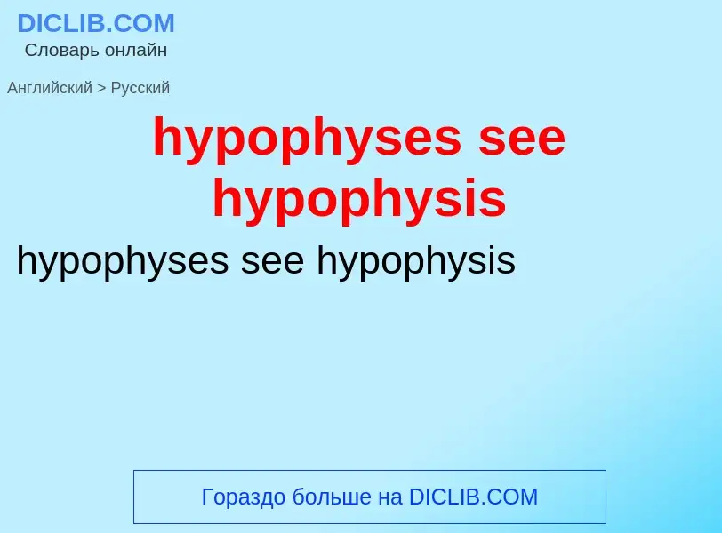 ¿Cómo se dice hypophyses see hypophysis en Ruso? Traducción de &#39hypophyses see hypophysis&#39 al 