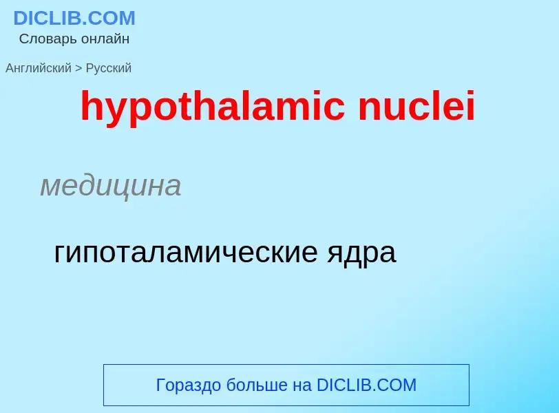 ¿Cómo se dice hypothalamic nuclei en Ruso? Traducción de &#39hypothalamic nuclei&#39 al Ruso