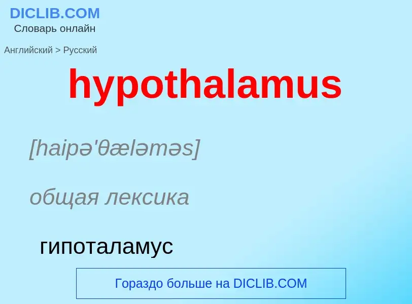 ¿Cómo se dice hypothalamus en Ruso? Traducción de &#39hypothalamus&#39 al Ruso